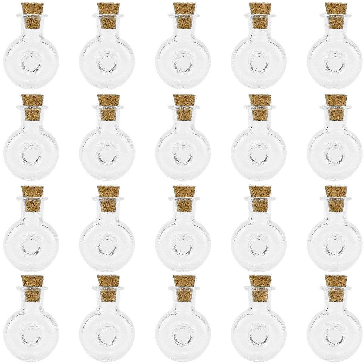 20 Pcs Mini Transparent Glass Bottles with Corks (Wine Bottle)