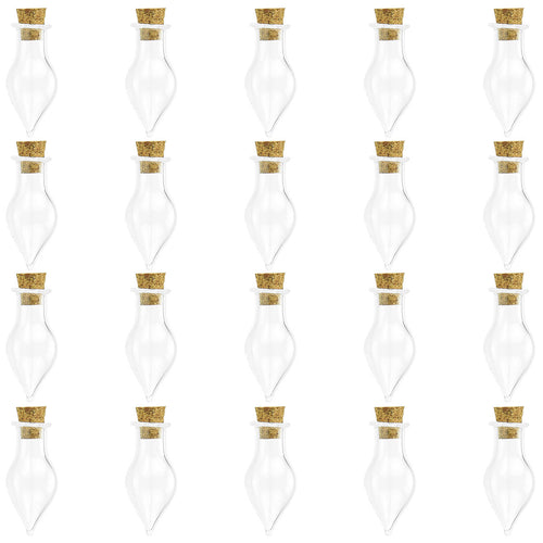 20 Pcs Mini Transparent Glass Bottles with Corks (Unicuspid Bottle)