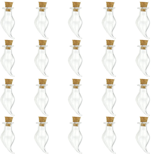 20 Pcs Mini Transparent Glass Bottles with Corks (Water Drop)
