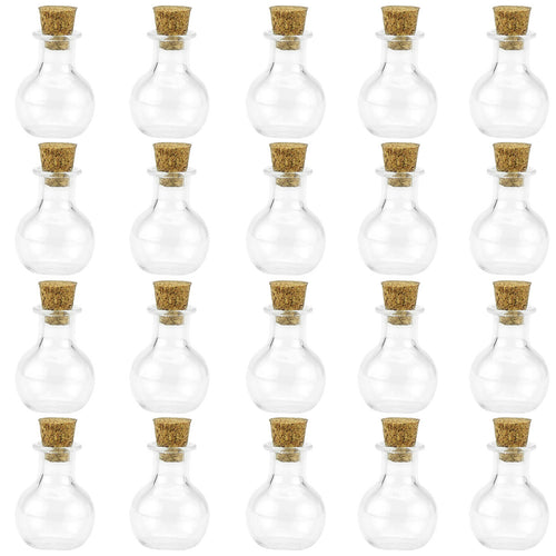 20 Pcs Mini Transparent Glass Bottles with Corks (Sphere 1)