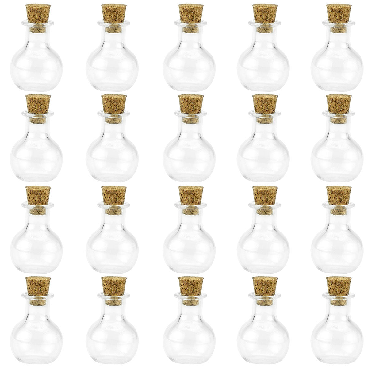 20 Pcs Mini Transparent Glass Bottles with Corks (Sphere 1)