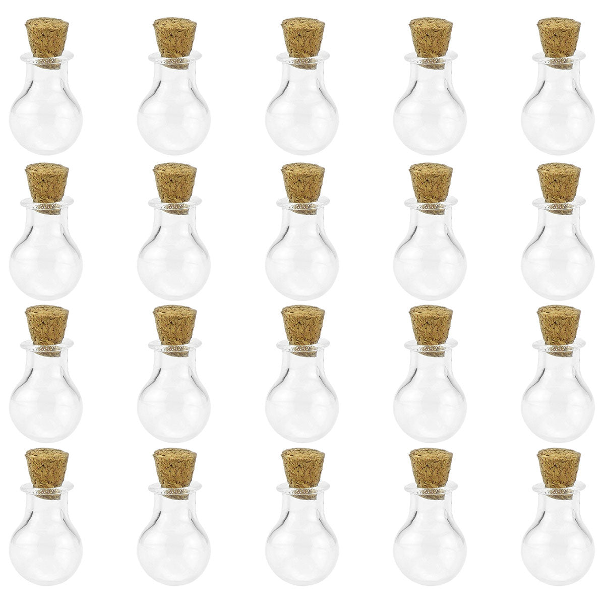 20 Pcs Mini Transparent Glass Bottles with Corks (Sphere 2)