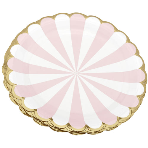 Pink and White Party Paper Plates (Large) 24 Pieces