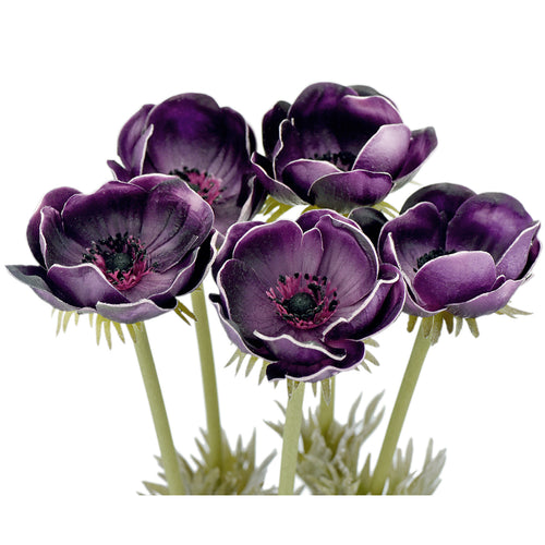5 Long Stems (Purple) Anemone ‘Real Touch’ Artificial Flower