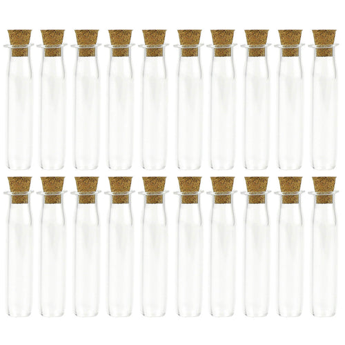 20 Pcs Mini Transparent Glass Bottles with Corks (Tall Bottle)