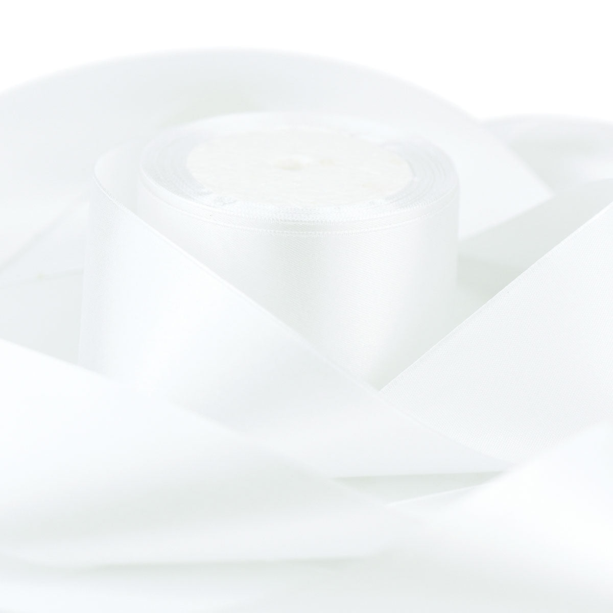 50mm White Single Sided Satin Ribbon