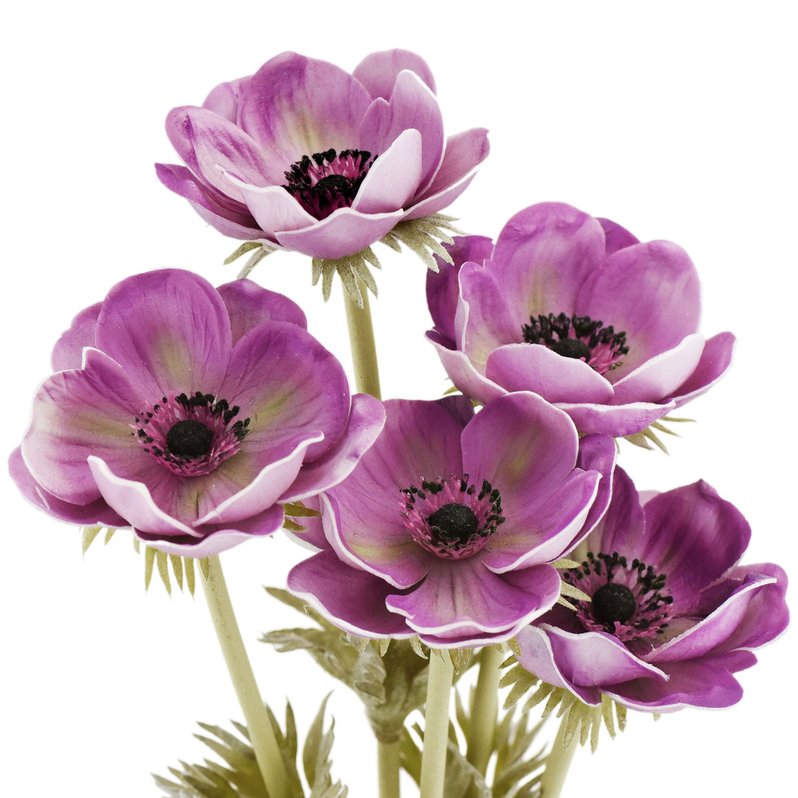 lavender anemone flower 5 Long Stems (Light Purple) Anemone 'Real Touch' Artificial Flower – FiveSeasonStuff