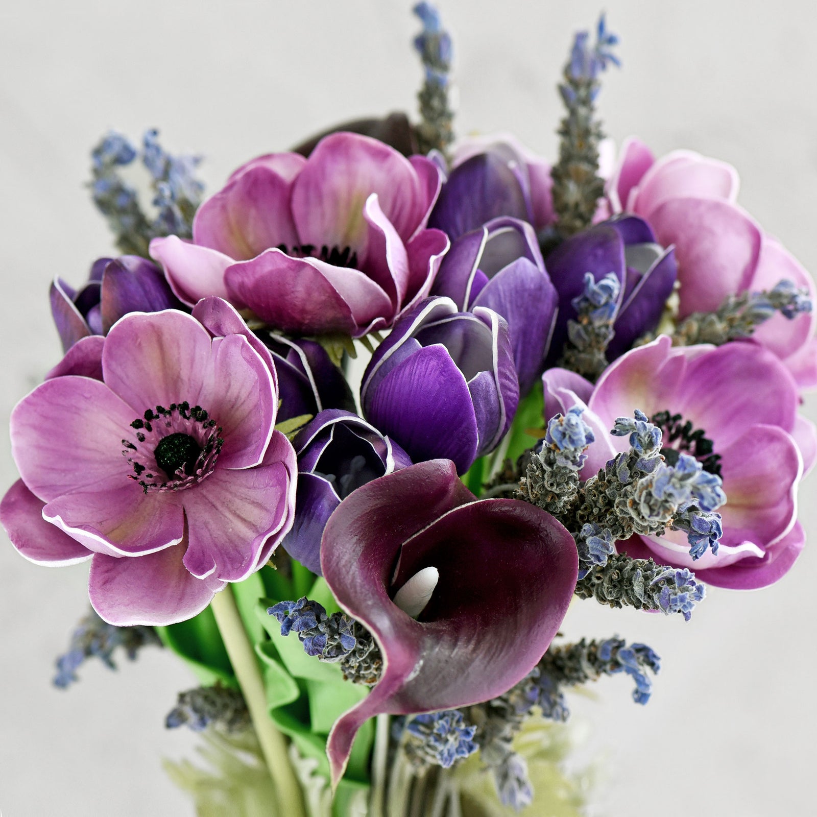lavender anemone flower 5 Long Stems (Light Purple) Anemone 'Real Touch' Artificial Flower – FiveSeasonStuff