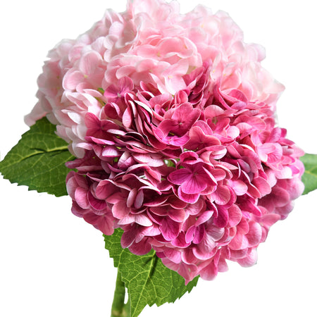 2 Real Touch Artificial Hydrangea Stems – Mixed Pink