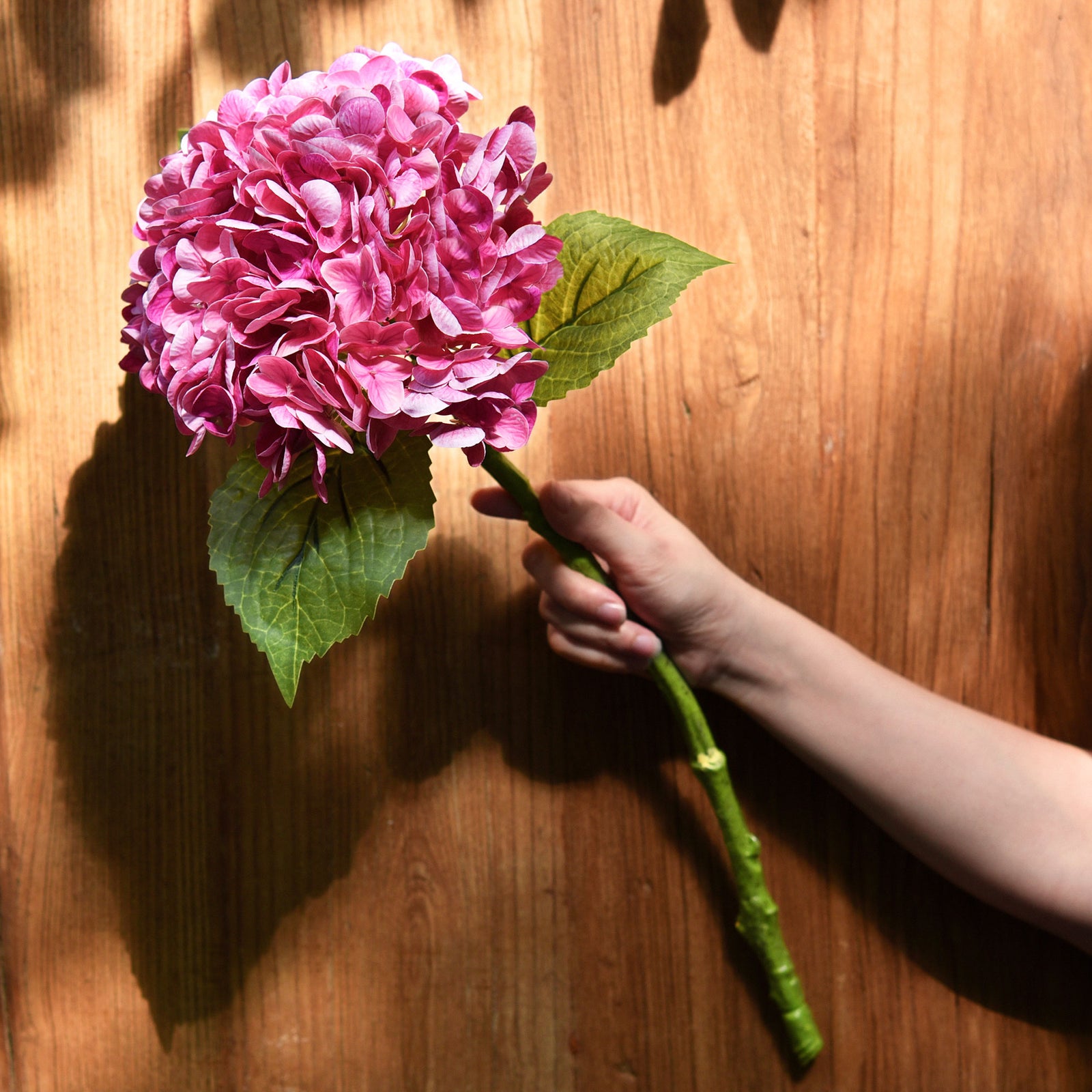 FiveSeasonStuff 2 Stems Real Touch Petals and Leaves Artificial Hydrangea Flowers Long Stem Floral Arrangement (Mixed Pink)