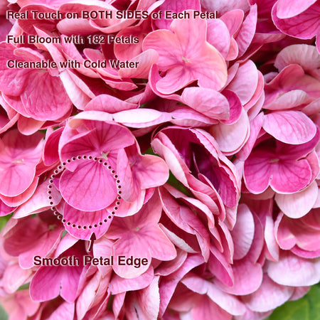 2 Real Touch Artificial Hydrangea Stems – Mixed Pink