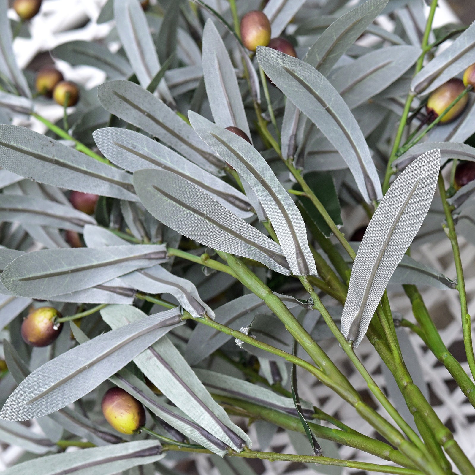 6 Stems Artificial Olive Leaves and Branches with Olives Greenery Floral Arrangement 31 inches (78cm)