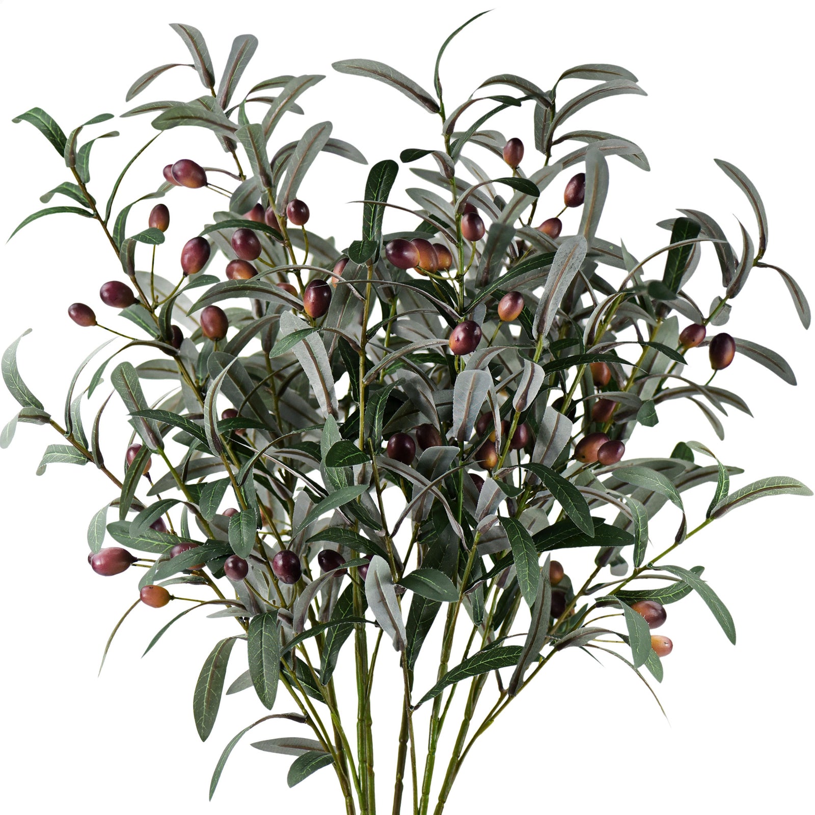 6 Stems Artificial Olive Leaves and Branches with Olives Greenery Floral Arrangement 31 inches (78cm)