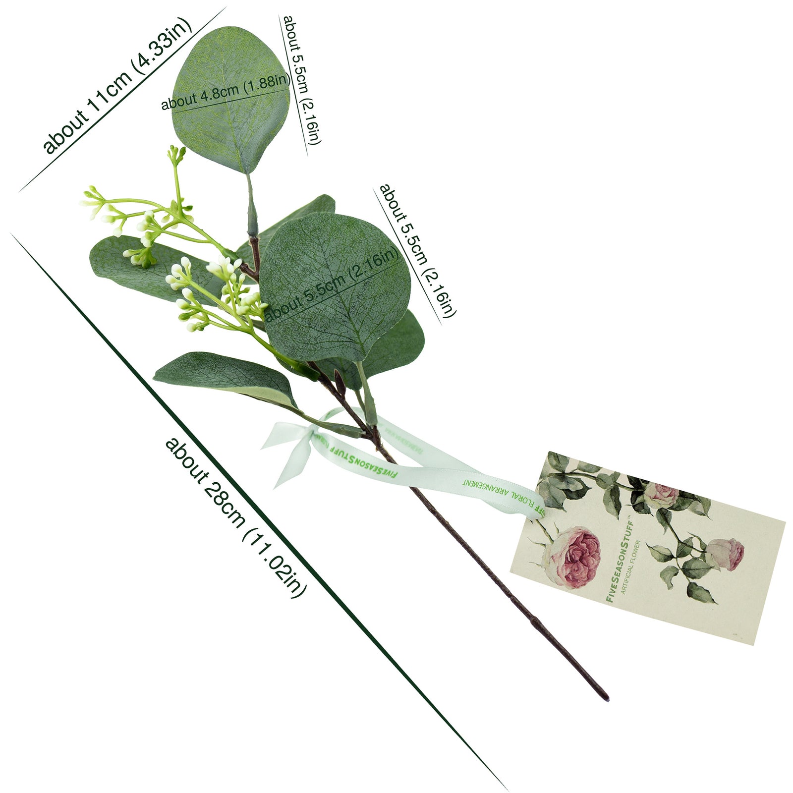 FiveSeasonStuff 10 Stems Realistic Looking Artificial Seeded Silver Dollar Eucalyptus Foliage Home Decor