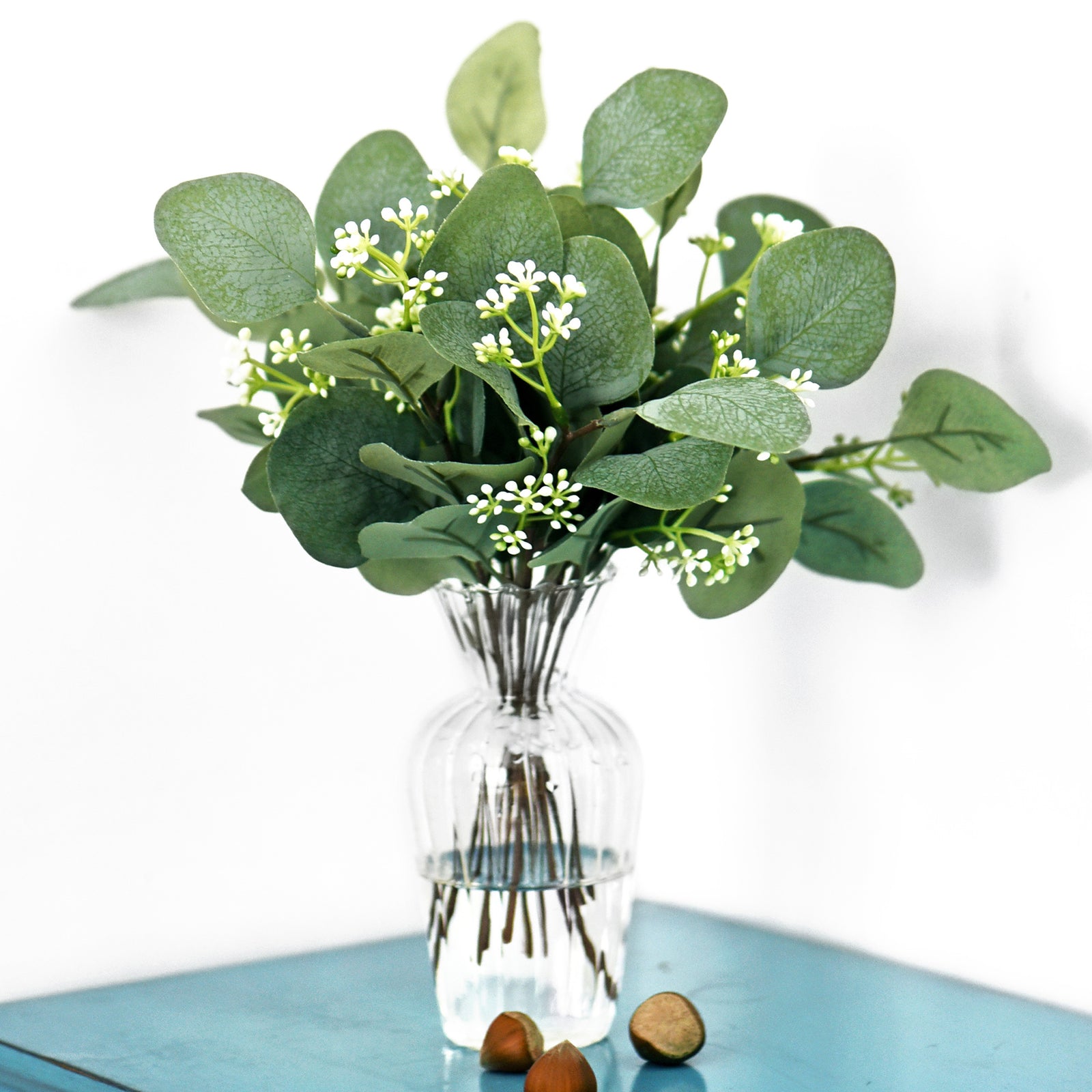 FiveSeasonStuff 10 Stems Realistic Looking Artificial Seeded Silver Dollar Eucalyptus Foliage Home Decor