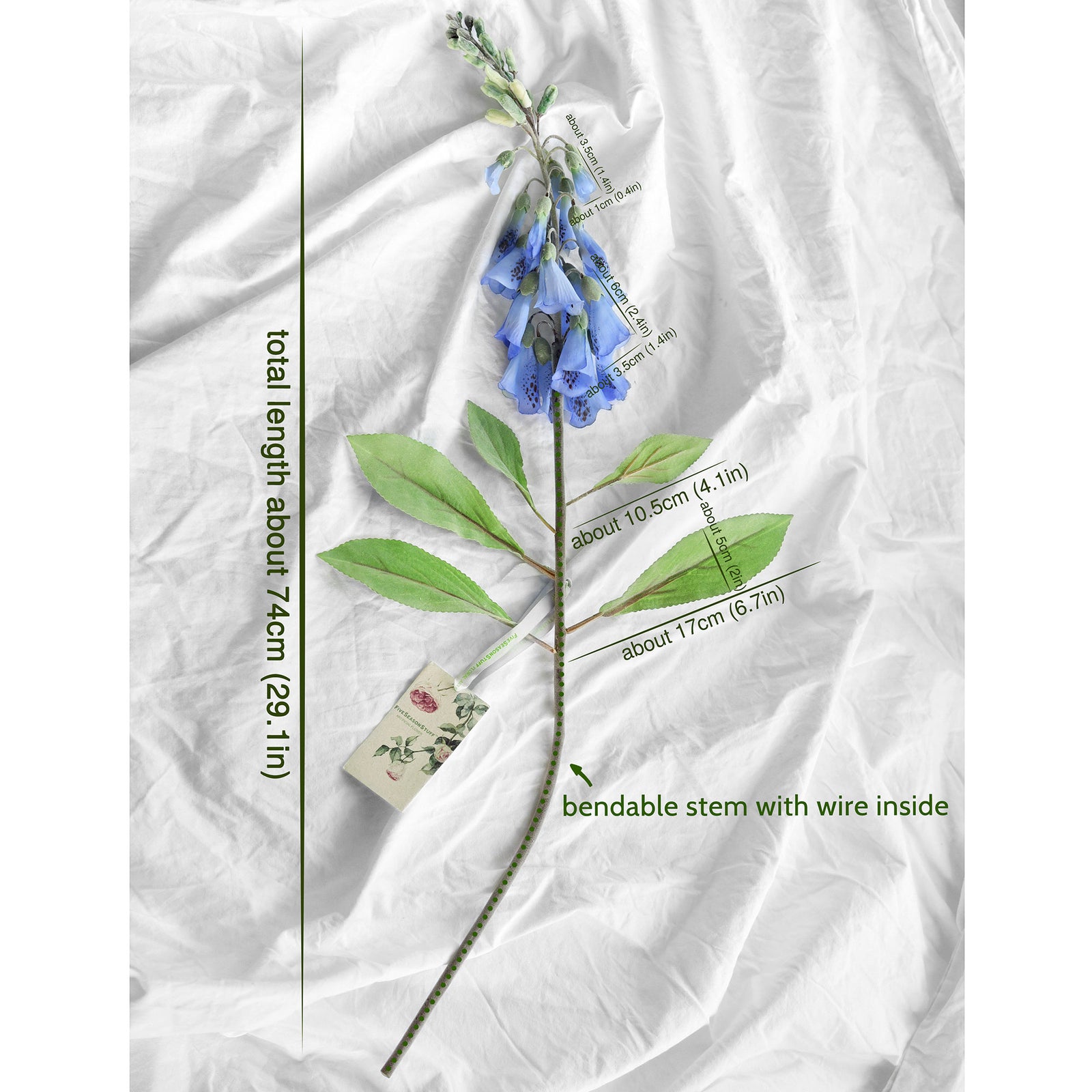 FiveSeasonStuff Artificial Flowers Foxgloves (Tranquil Blue) Silk Plants Flowers Bouquet Wedding Décor 29.1 inches (2 Stems)