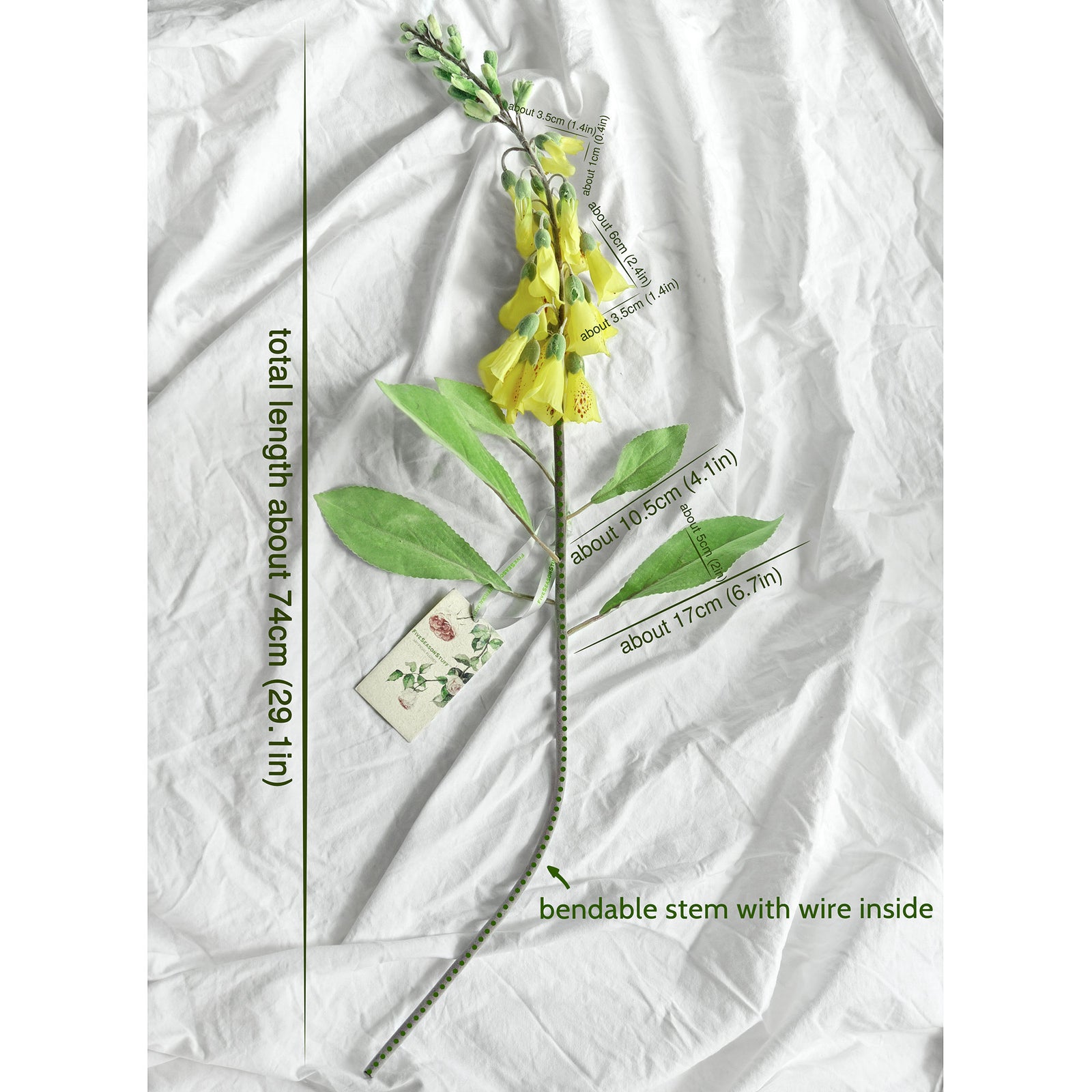 FiveSeasonStuff Artificial Flowers Foxgloves (Youthful Yellow) Silk Plants Flowers Bouquet Wedding Décor 29.1 inches (2 Stems)