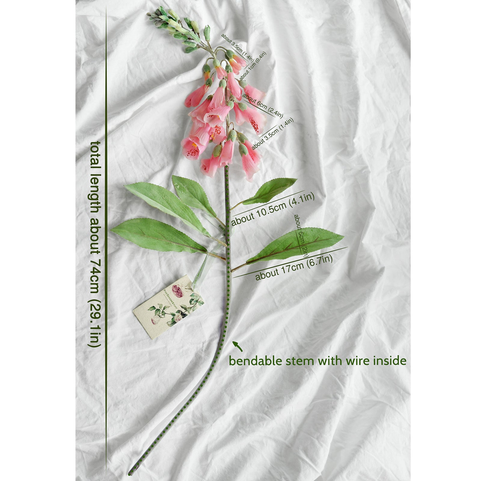 FiveSeasonStuff Artificial Flowers Foxgloves (Digitalis Purpurea) Silk Plants Flowers Bouquet Wedding Décor 29.1 inches (2 Stems)