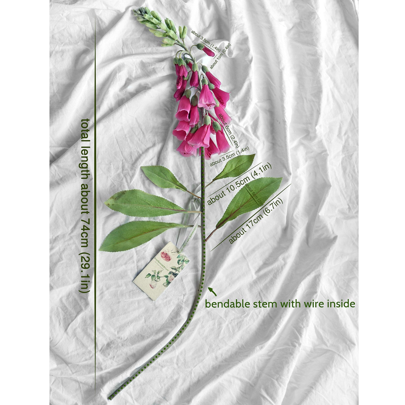 FiveSeasonStuff Artificial Flowers Foxgloves (Passionate Pink) Silk Plants Flowers Bouquet Wedding Décor 29.1 inches (2 Stems)