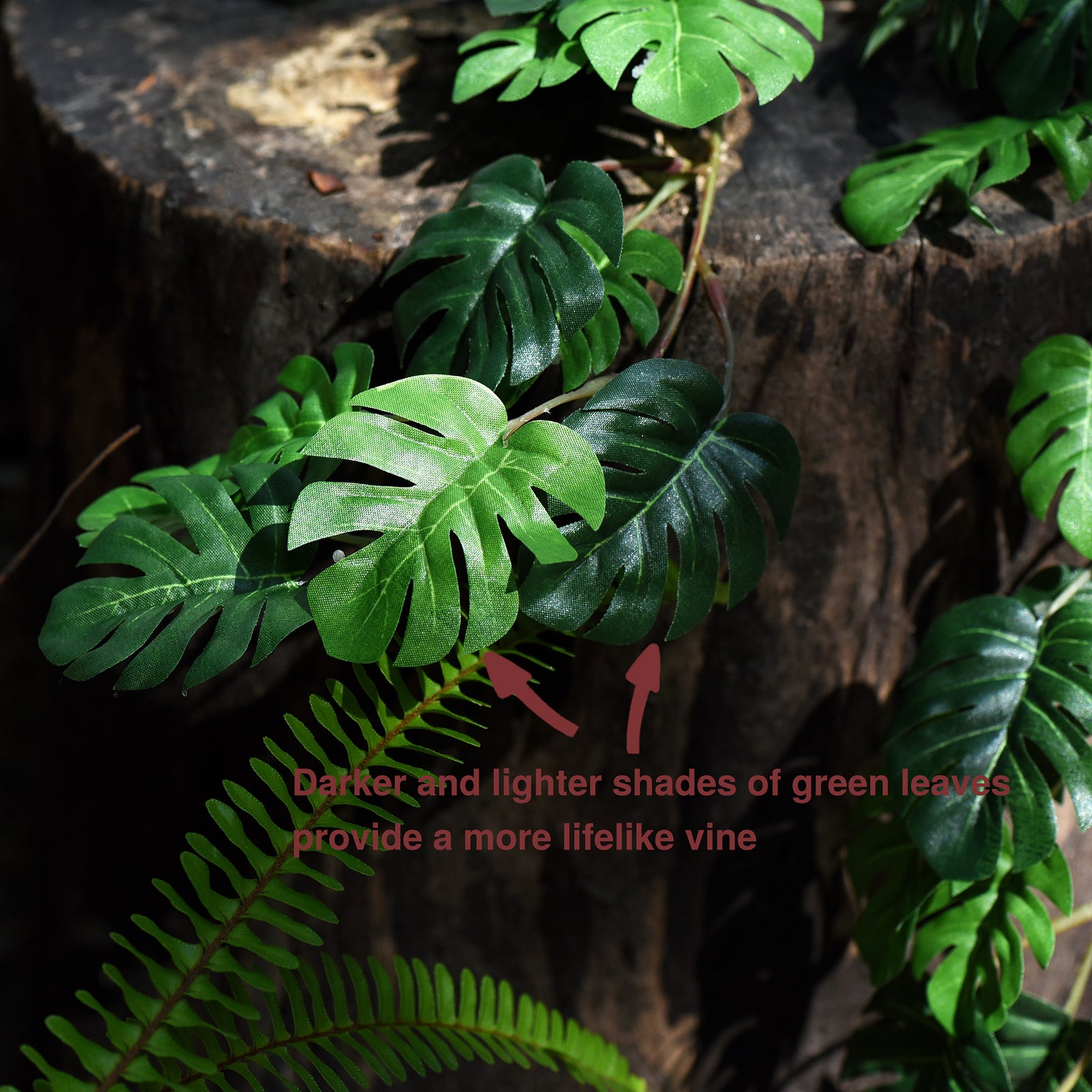 FiveSeasonStuff 2 Pcs Mini Monstera Leaves Garland Artificial Silk Leaf Vine Hanging Garland for Wall Decoration, Wedding, Bridal, Wreaths 