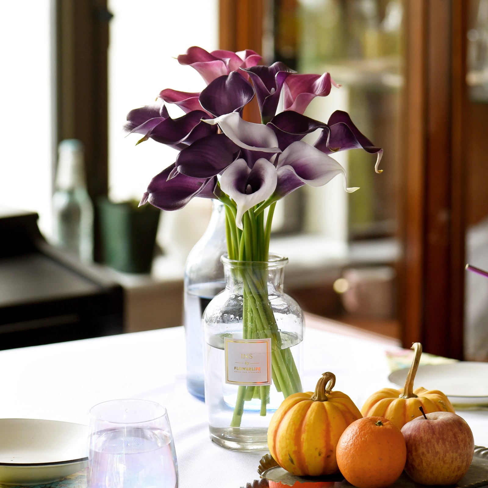 FiveSeasonStuff 15 Stems Real Touch (Joyful Purple Mix) Calla Lilies Artificial Flower Bouquet, Wedding, Bridal, Party, Home Décor DIY