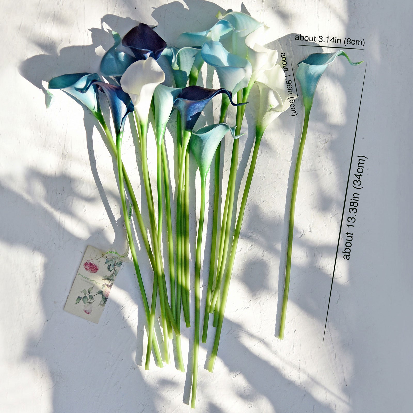 calla lily flower artificial FiveSeasonStuff 15 Stems Real Touch (Posh Blue Mix) Calla Lilies Artif