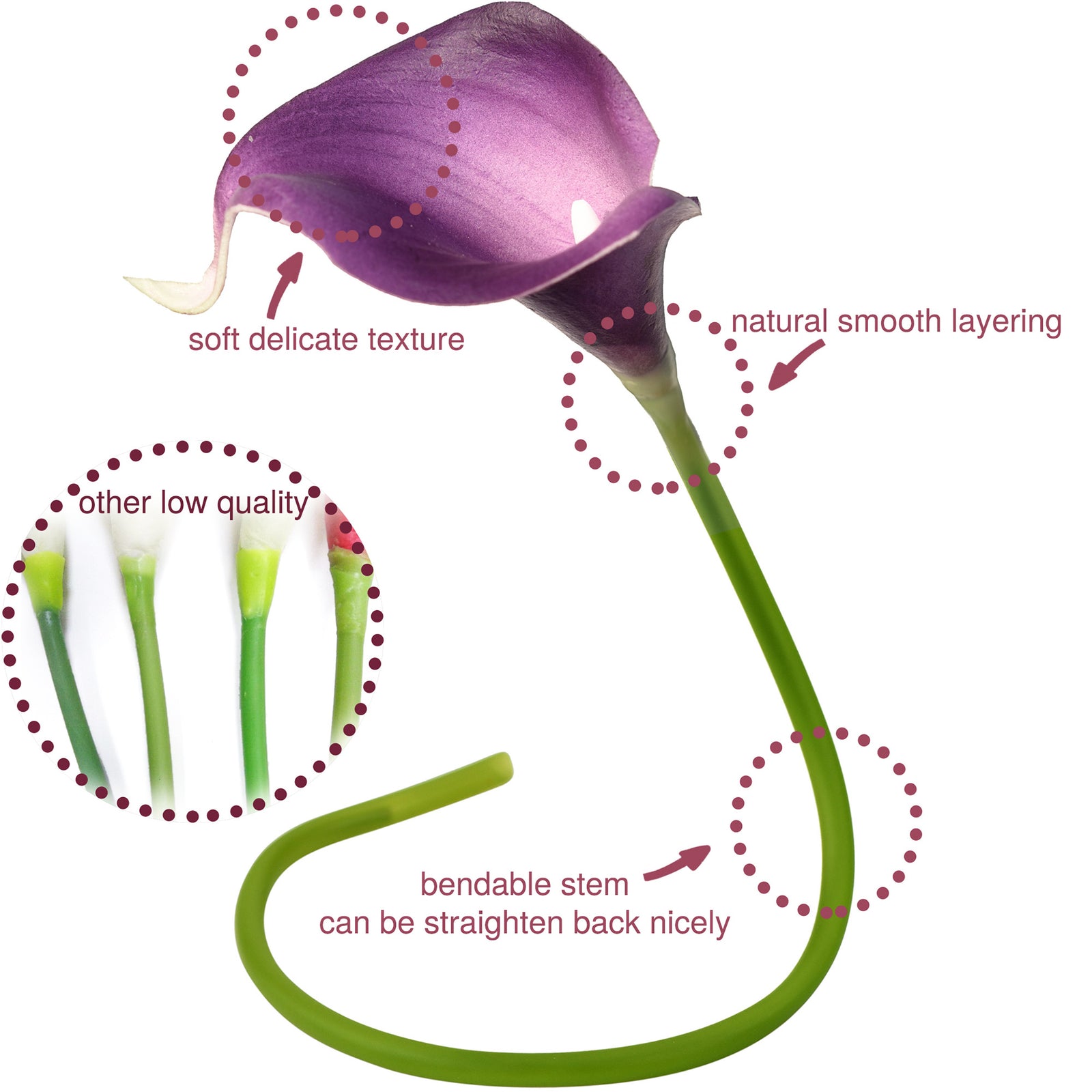 FiveSeasonStuff 15 Stems Real Touch (Joyful Purple Mix) Calla Lilies Artificial Flower Bouquet, Wedding, Bridal, Party, Home Décor DIY