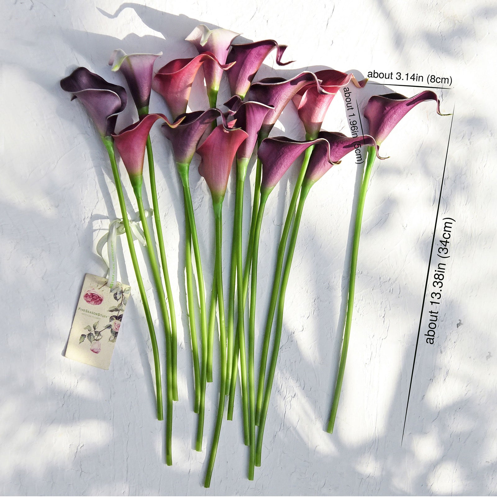 FiveSeasonStuff 15 Stems Real Touch (Joyful Purple Mix) Calla Lilies Artificial Flower Bouquet, Wedding, Bridal, Party, Home Décor DIY