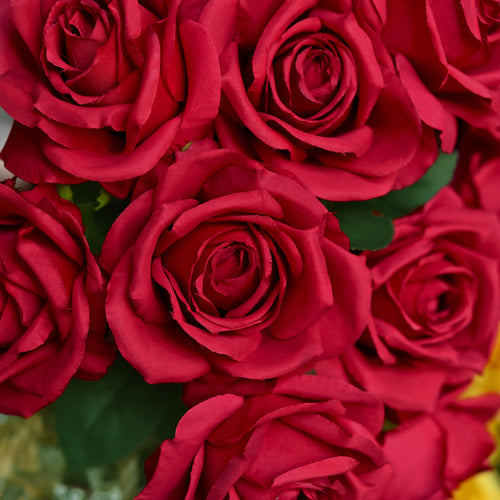 1 Bundle Full Bloom Silk Red Roses Artificial Flowers, Home Décor, Wedding, Bridal FiveSeasonStuff