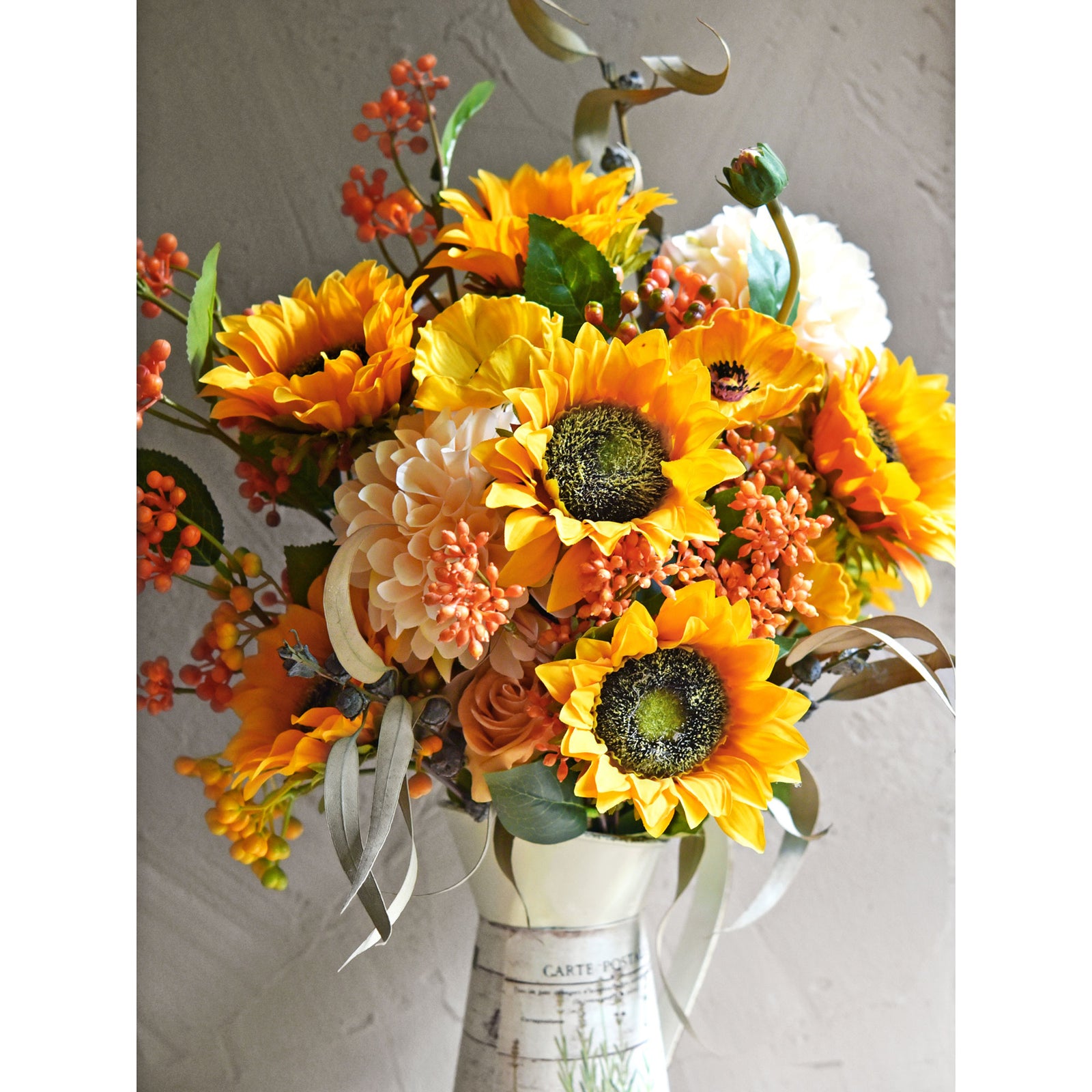 FiveSeasonStuff Artificial Sunflowers, Yellow Silk Flowers Bouquet (10 Single Stems)