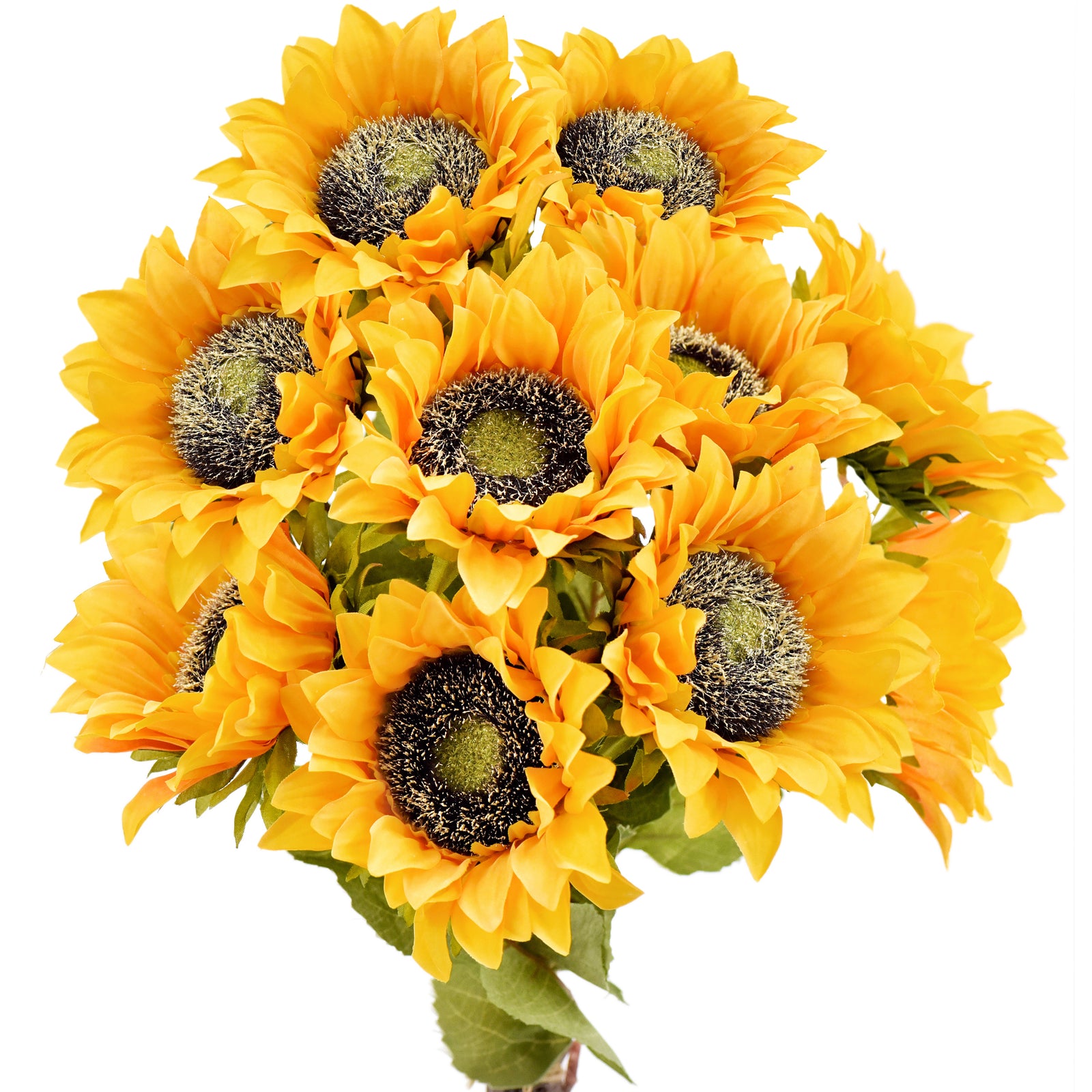 FiveSeasonStuff Artificial Sunflowers, Yellow Silk Flowers Bouquet (10 Single Stems)