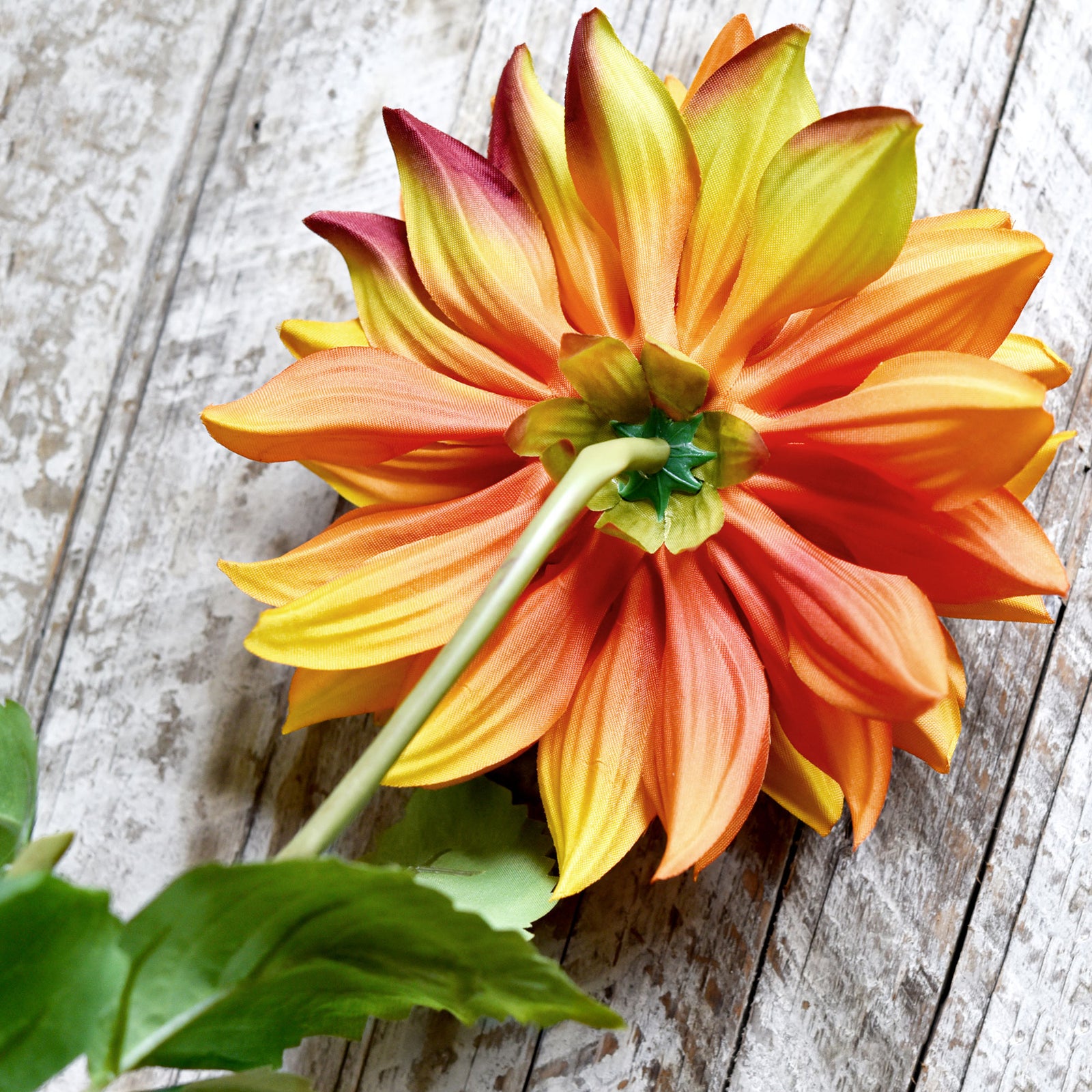 FiveSeasonStuff Artificial Flowers Dahlia Silk Flowers for Outdoors Indoors and Tall Vases (Amber Yellow Autumn Orange)
