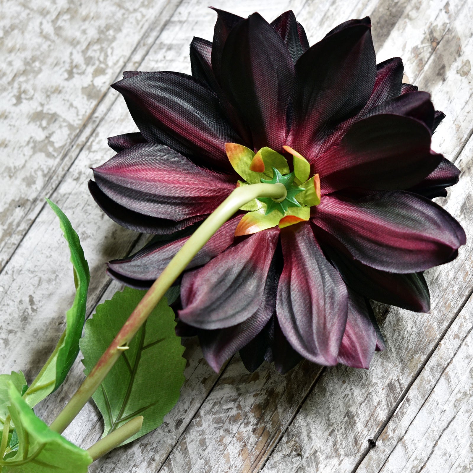 FiveSeasonStuff Artificial Flowers Dahlia Silk Flowers for Outdoors Indoors and Tall Vases (Dark Plum Purple)