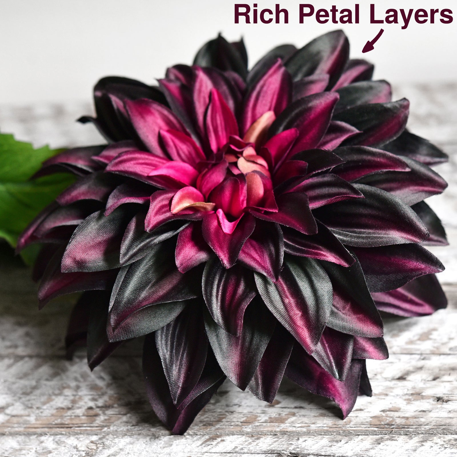 FiveSeasonStuff Artificial Flowers Dahlia Silk Flowers for Outdoors Indoors and Tall Vases (Dark Plum Purple)
