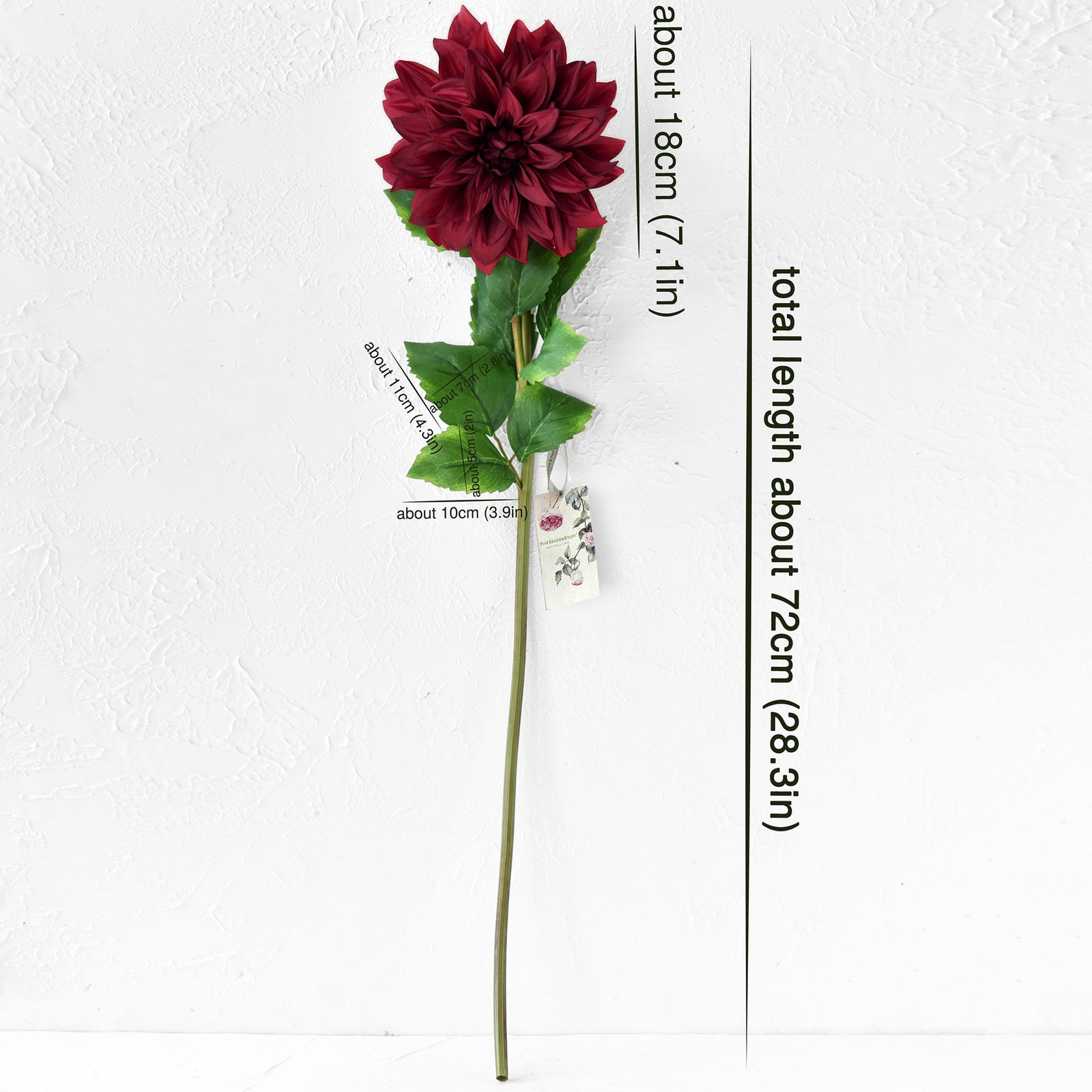 FiveSeasonStuff Artificial Flowers Dahlia Silk Flowers for Outdoors Indoors and Tall Vases (Merlot Red)