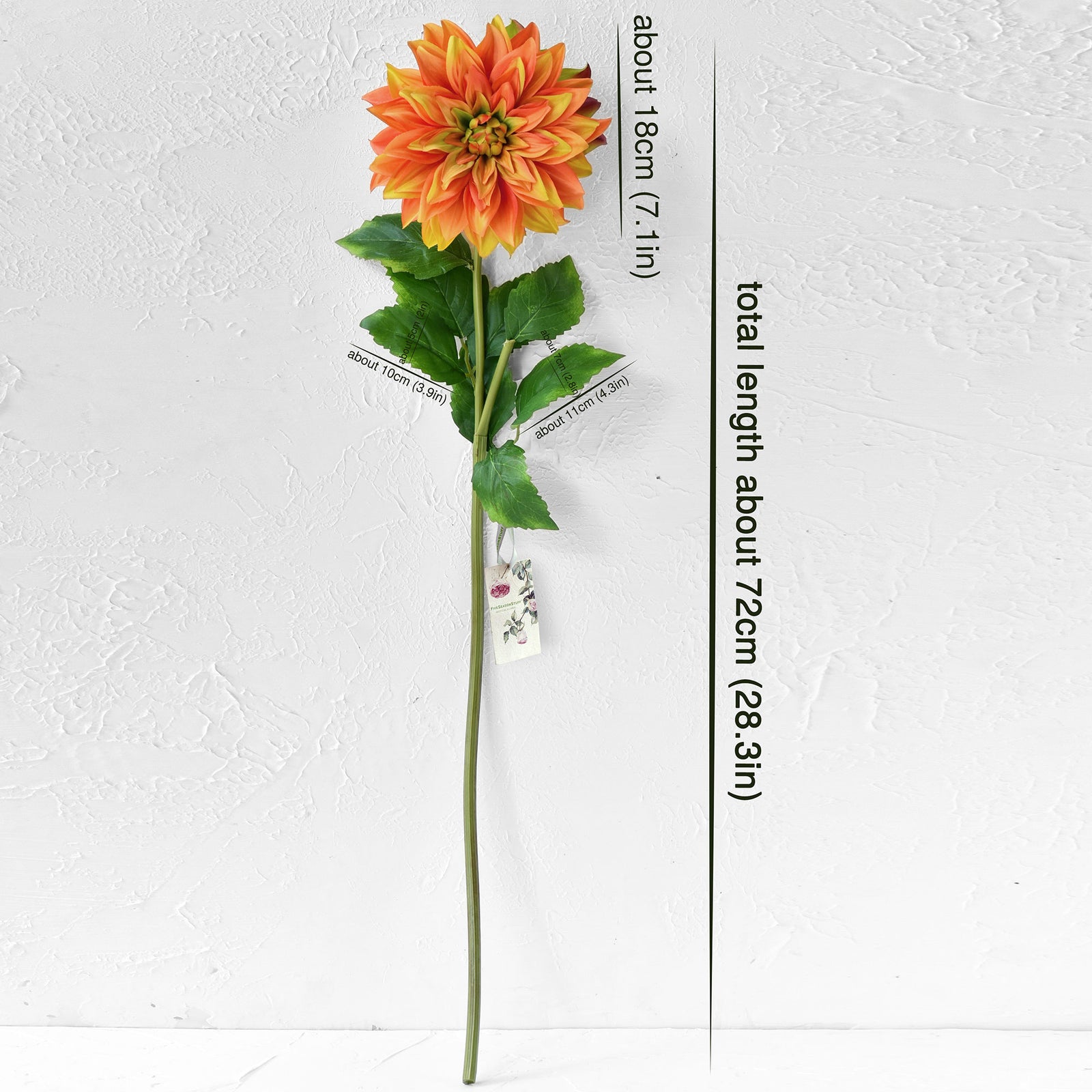 FiveSeasonStuff Artificial Flowers Dahlia Silk Flowers for Outdoors Indoors and Tall Vases (Amber Yellow Autumn Orange)