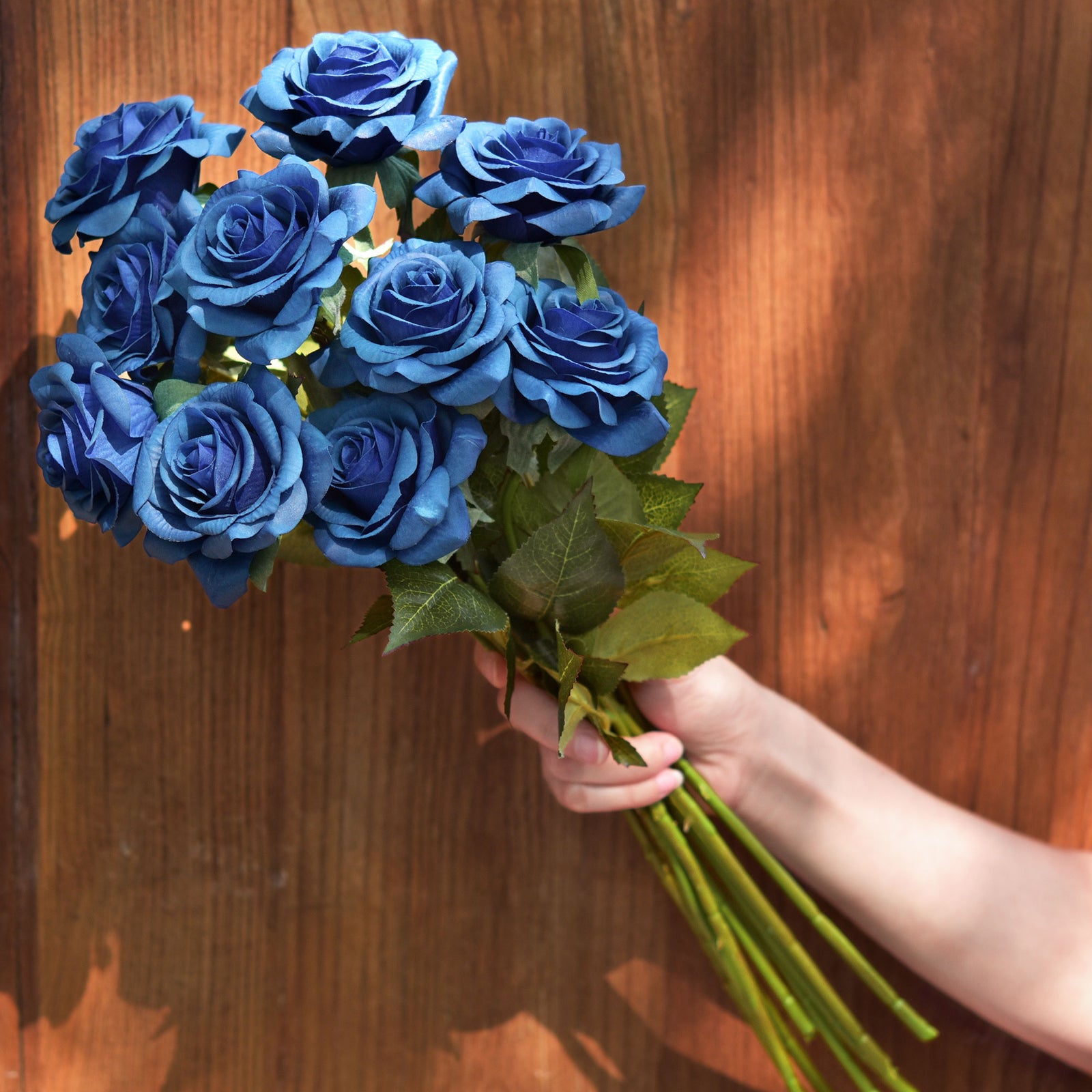 Real Touch 10 Stems Royal Blue Silk Artificial Roses Flowers ‘Petals Feel and Look like Fresh Roses'