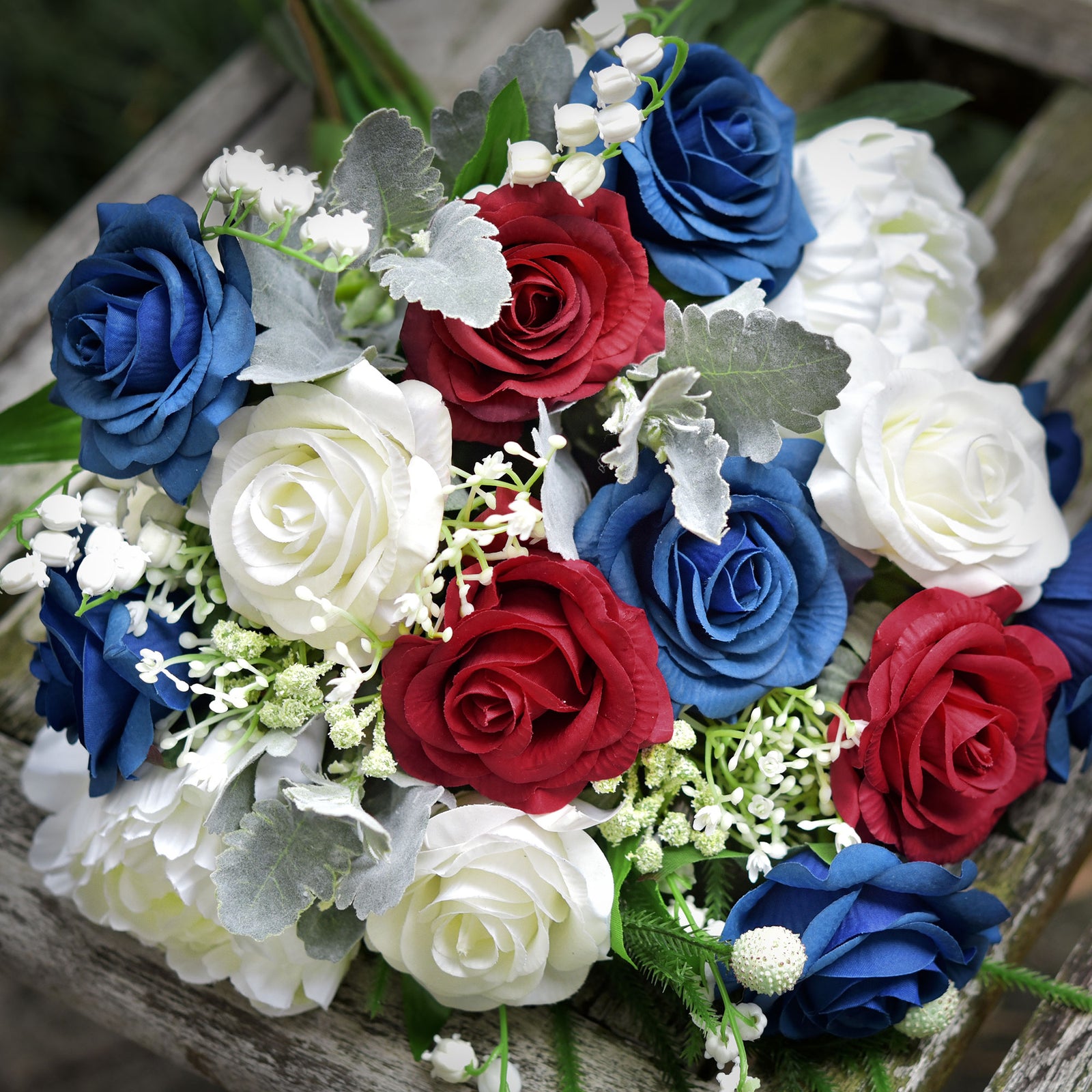 Real Touch 10 Stems Royal Blue Silk Artificial Roses Flowers ‘Petals Feel and Look like Fresh Roses'