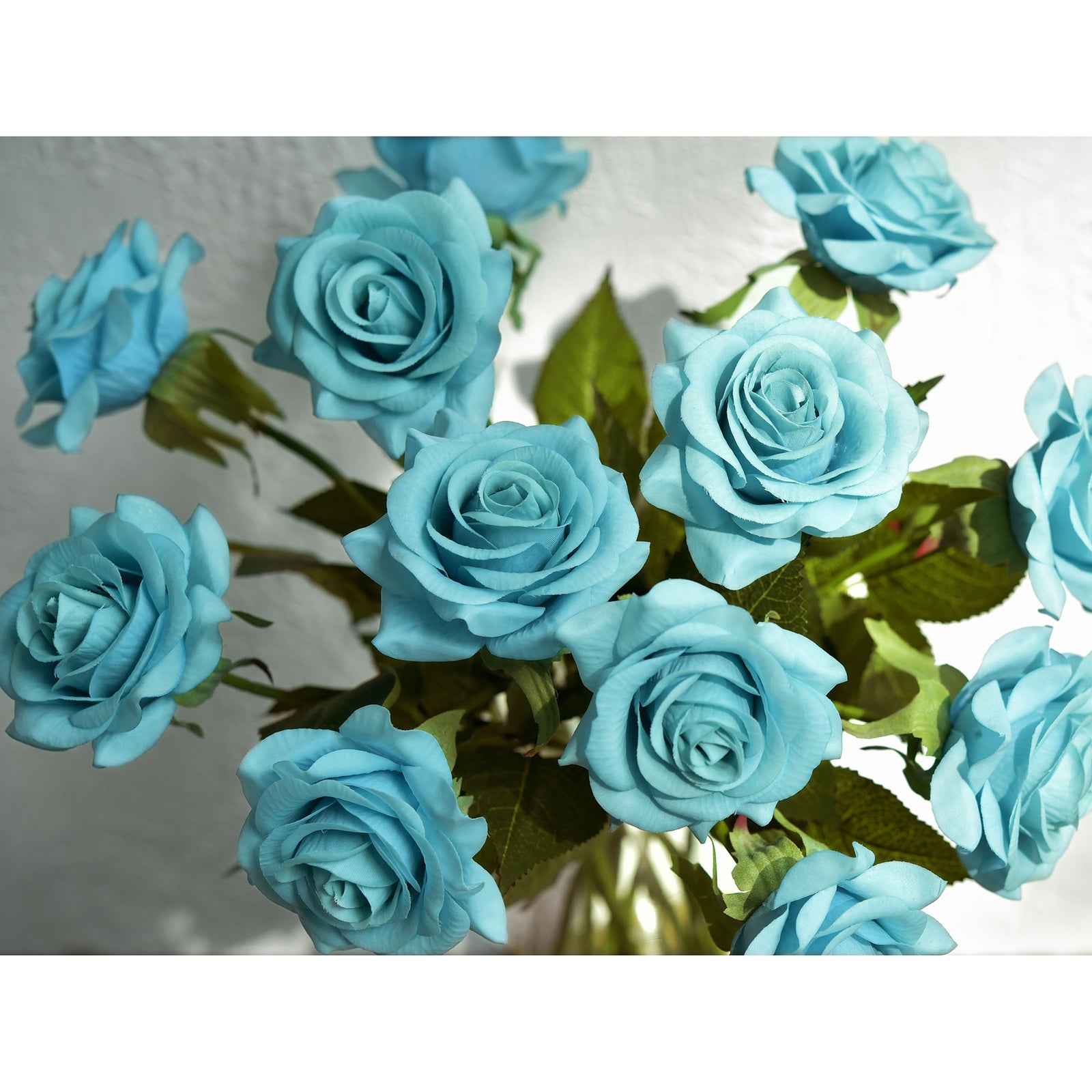 Real Touch 10 Stems Dark Turquoise Silk Artificial Roses Flowers ‘Petals Feel and Look like Fresh Roses'