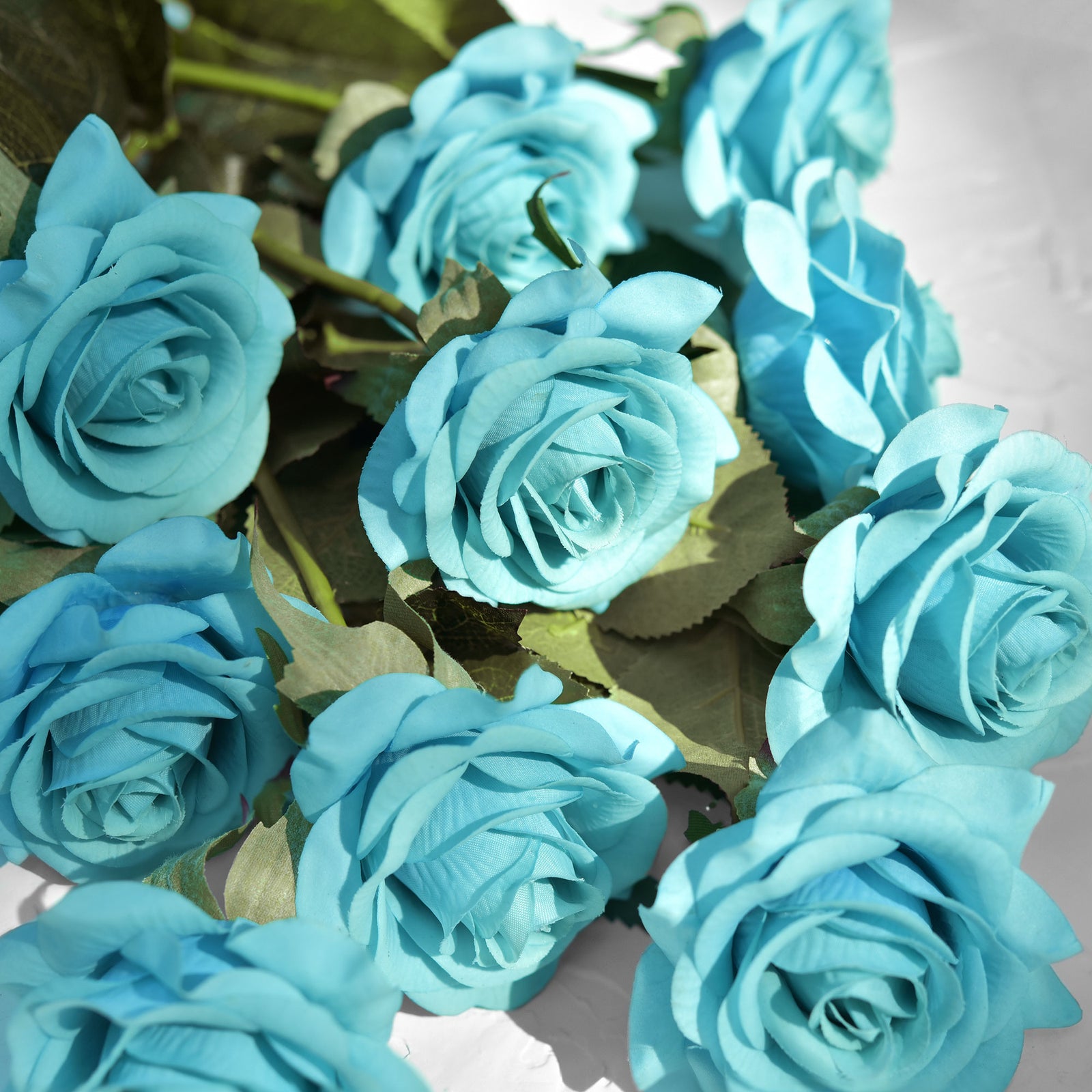 Real Touch 10 Stems Dark Turquoise Silk Artificial Roses Flowers ‘Petals Feel and Look like Fresh Roses'