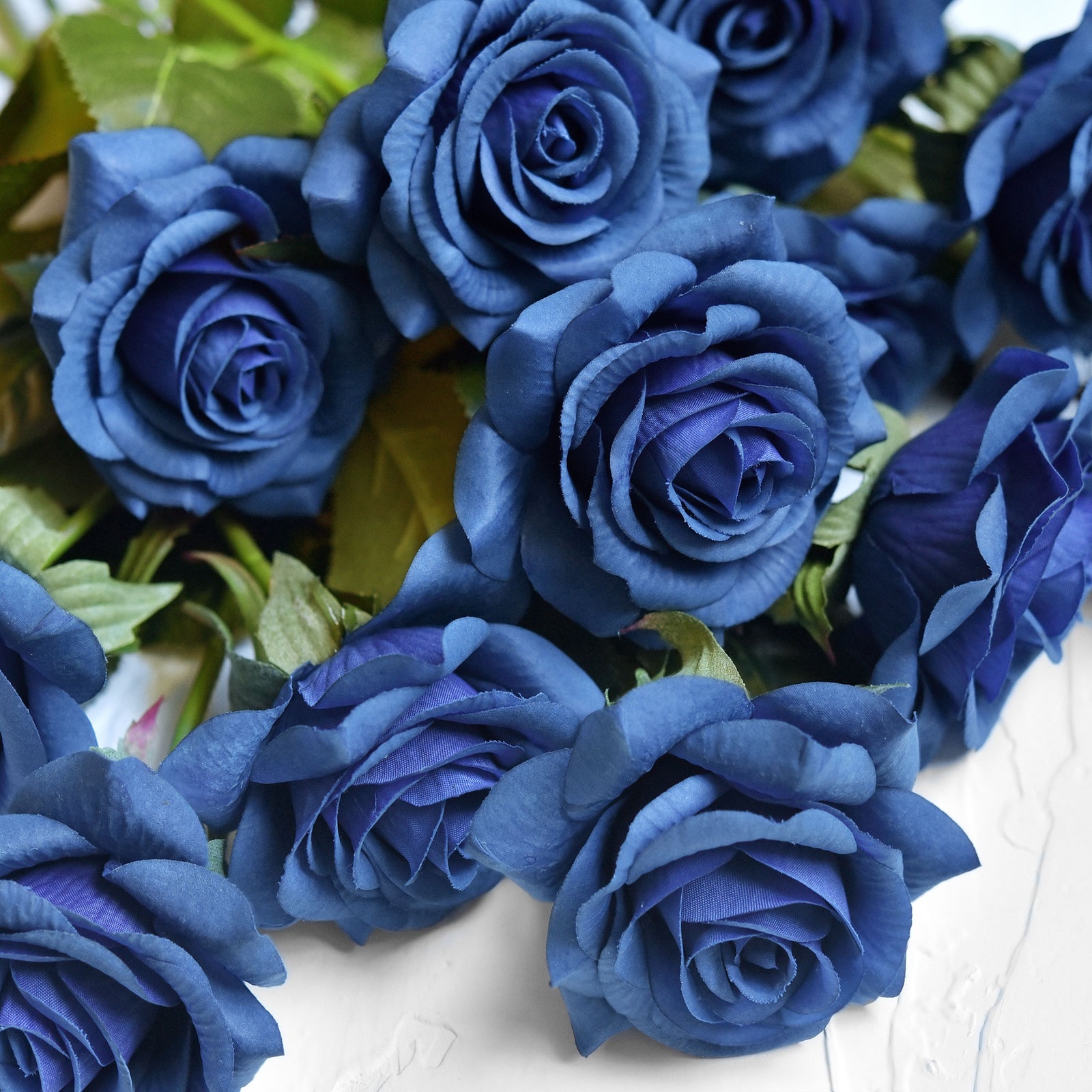Real Touch 10 Stems Royal Blue Silk Artificial Roses Flowers ‘Petals Feel and Look like Fresh Roses'