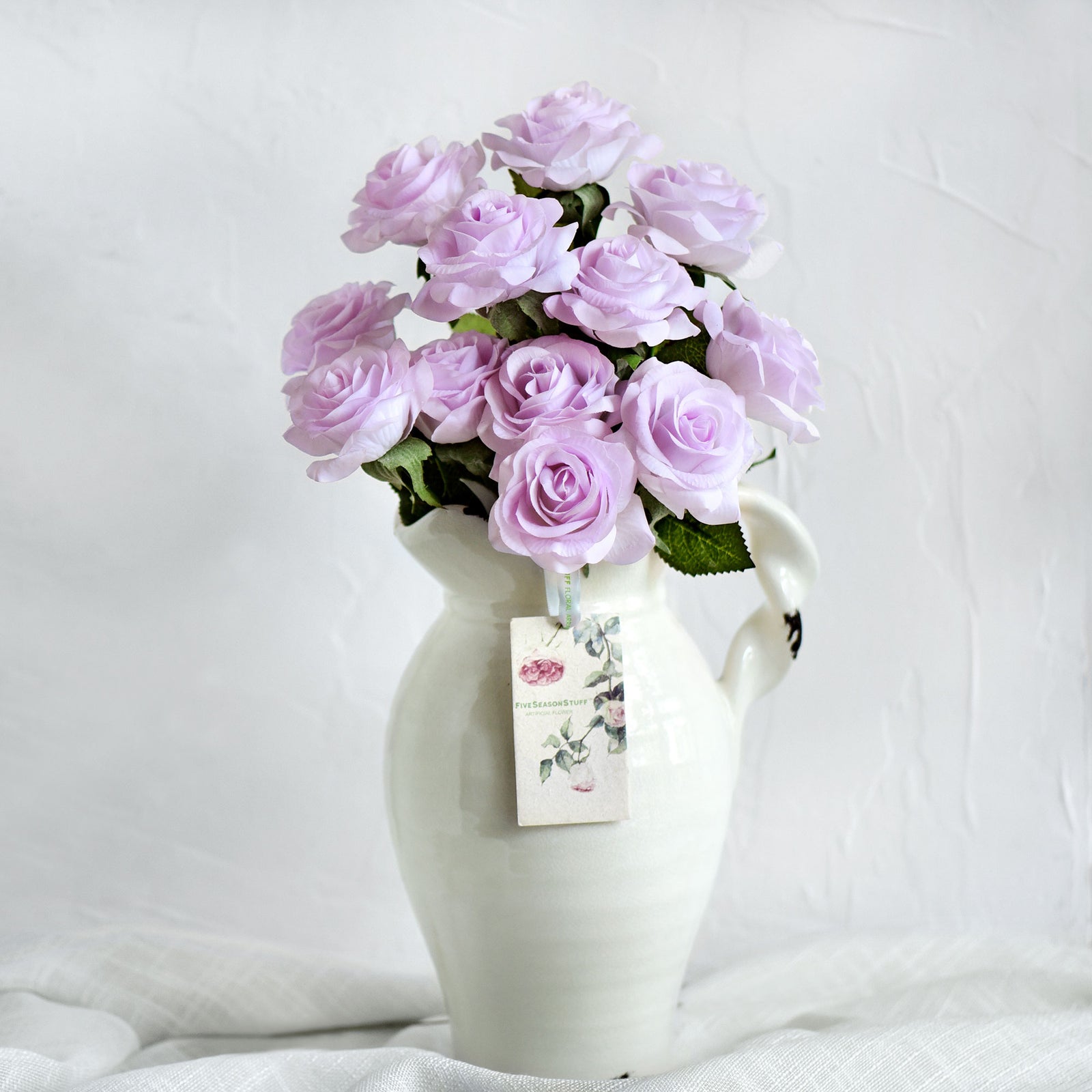 Real Touch 10 Stems "Pale Purple" Silk Artificial Roses Flowers ‘Petals Feel and Look like Fresh Roses'