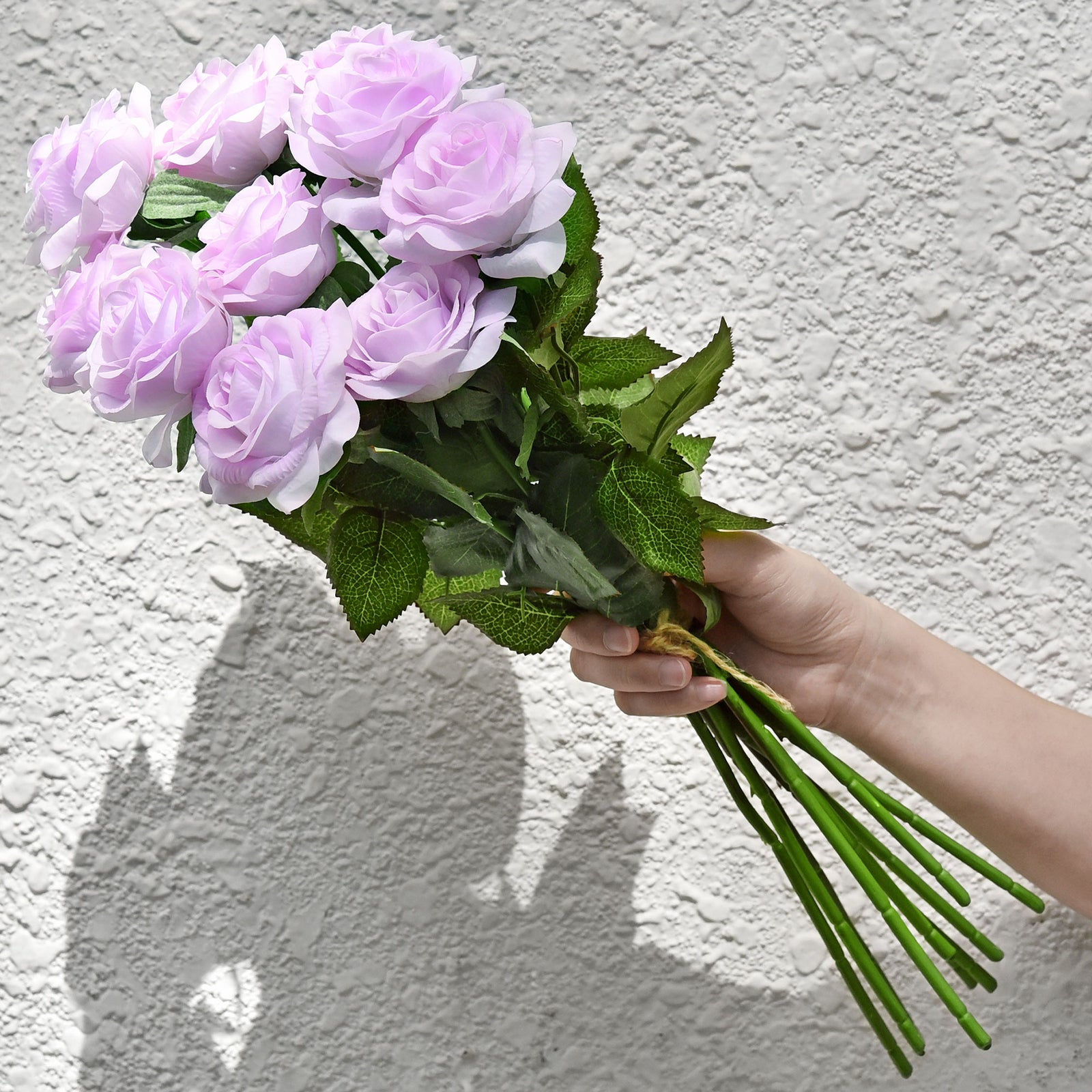 Real Touch 10 Stems "Pale Purple" Silk Artificial Roses Flowers ‘Petals Feel and Look like Fresh Roses'