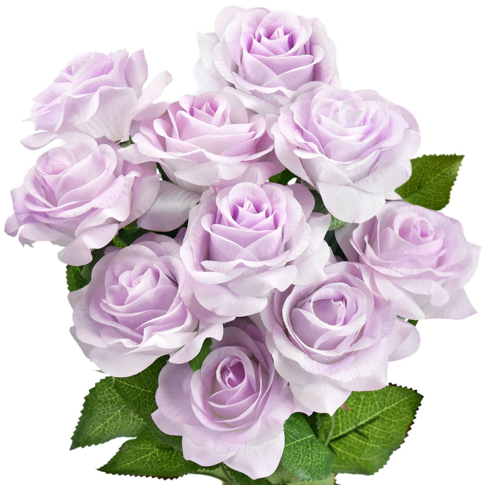 Real Touch 10 Stems "Pale Purple" Silk Artificial Roses Flowers ‘Petals Feel and Look like Fresh Roses'