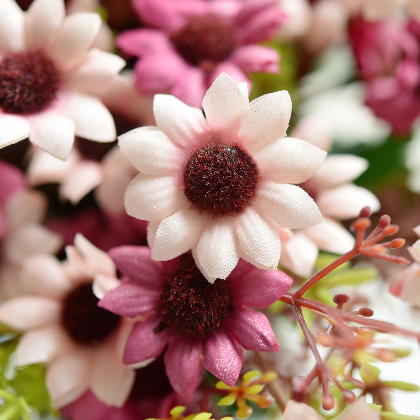 FiveSeasonStuff Daisy Silk Flowers, Outdoor Artificial Flowers Arrangement (4 Flower Bundles,) 13 inches Tall (Mixed Sweet Pinks)