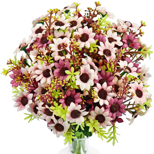 FiveSeasonStuff Daisy Silk Flowers, Outdoor Artificial Flowers Arrangement (4 Flower Bundles,) 13 inches Tall (Mixed Sweet Pinks)