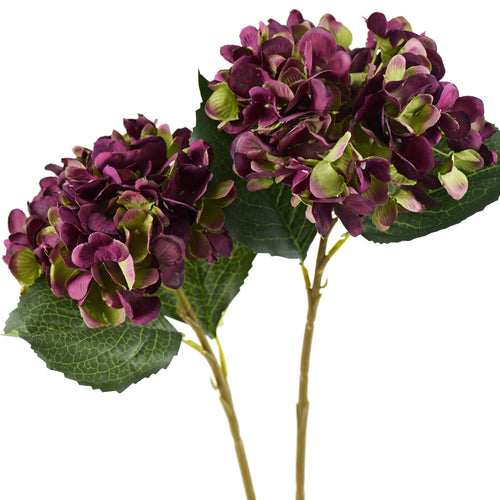 5 Stems Deep Purple Artificial Silk Hydrangea Flowers