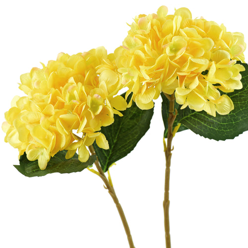 5 Stems Yellow Artificial Silk Hydrangea Flowers