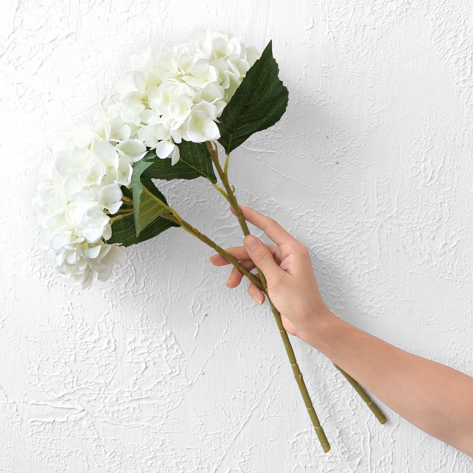 5 Stems White Artificial Silk Hydrangea Flowers
