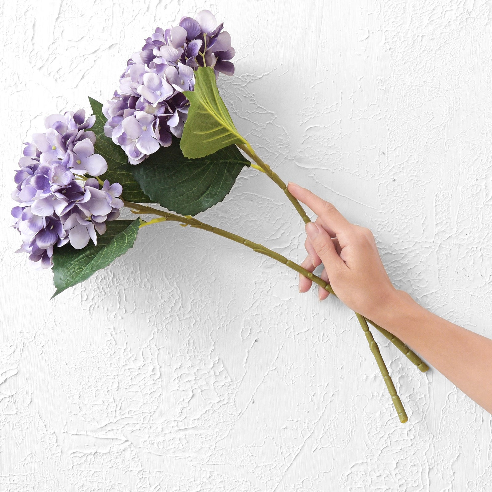 5 Stems Purple Artificial Silk Hydrangea Flowers